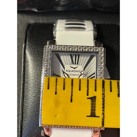 Aquaswiss Kelly Ladies Silver White Rubber White Bracelet W.Silver Watch NIB - Picture 12 of 13